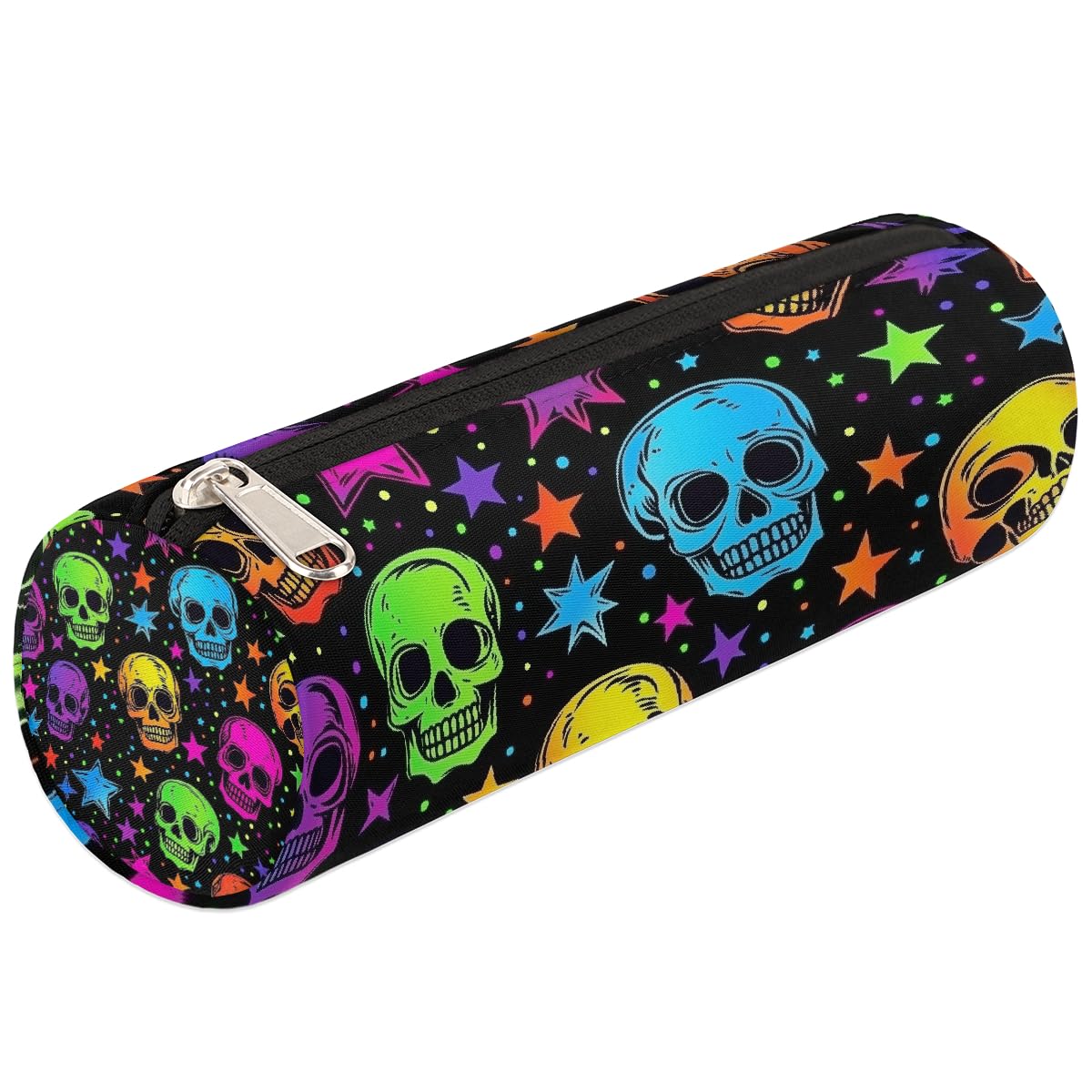 VQUVQV Small Pencil Case, Portable Pencil Bag Pen Pouch for Boys Girls Teens, School Stationary Organiser Supplies Makeup Brush Bag, Colorful Cartoon Skulls — image 1