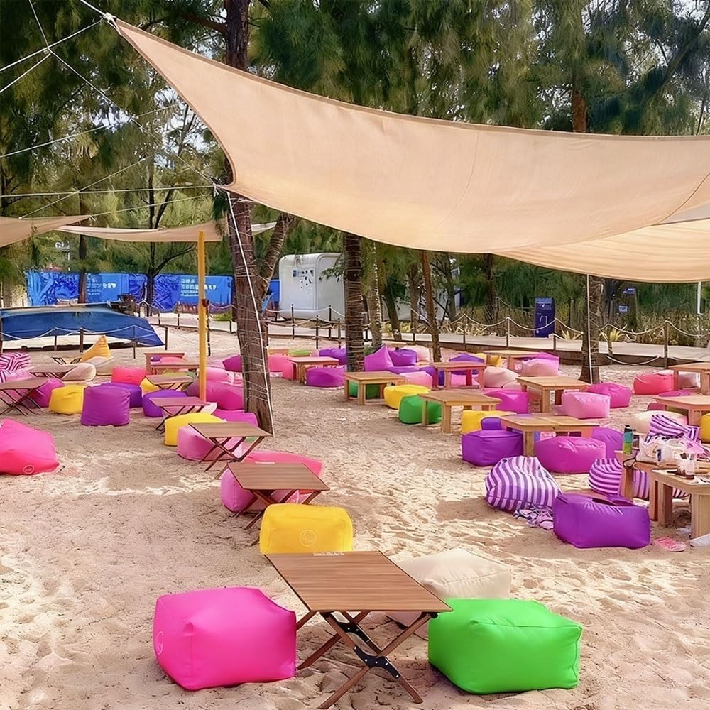 Outdoor Oxford Waterproof Square Pouf Ottoman Cover Footstool Without Filler Bean Bag Pouf Ottoman Cover Beach Garden Beanbag Puff Salon Floor Seat Futon Stool Bench(Orange,45x45x30cm-cover)