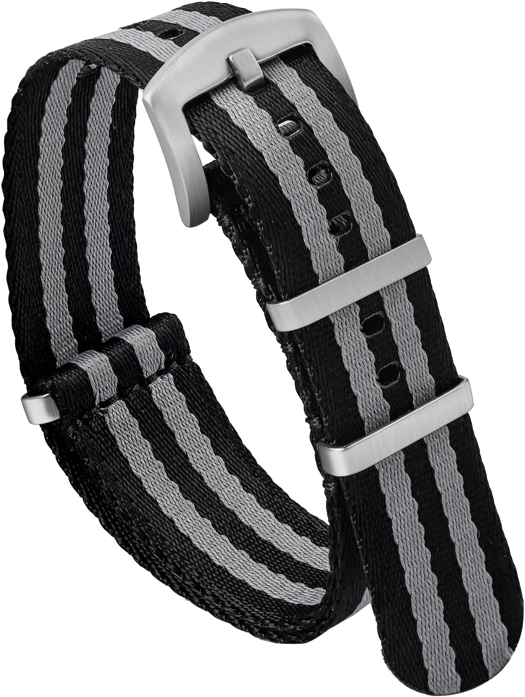 watchdives Nylon Watch Band 18mm 20mm 22mm Multicolor Replacement Watch Straps for Men Women (Black Gray, 20mm)