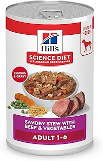 Hill's Science Diet Adult 1-6 Wet Dog Food, Beef & Vegetables, 12.8 oz. Cans, 12-Pack