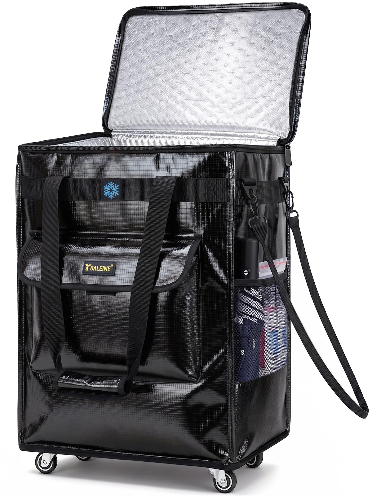 BALEINE Reusable Grocery Bag on Wheels, Foldable Rolling Tote Bag