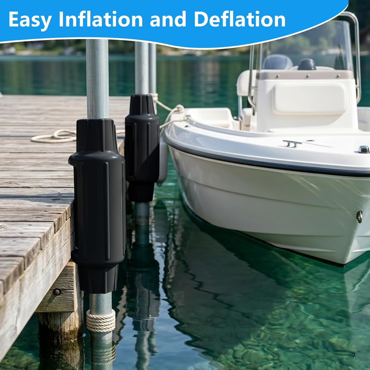 Dock Bumpers for Poles, Boat Dock Pole bumpers for Docking Dock Post Bumpers for Slide-Over Pole, Slip-On Dock Support Pipe, Vertical Protection Soft UV-Resistant Marine-Grade Vinyl 2 Pack Black