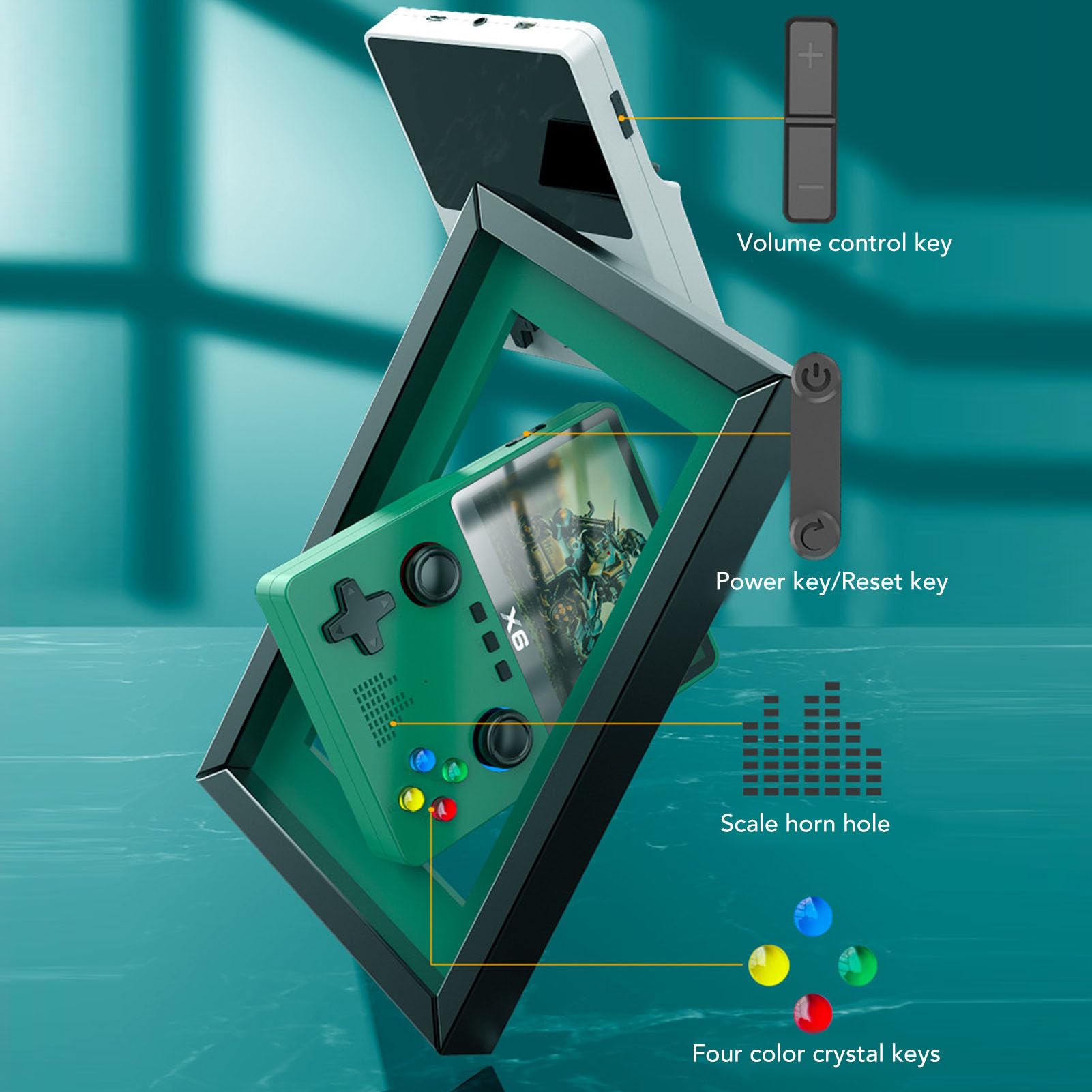 Cryfokt Console per Videogiochi retrò Portatile Ad Alta Risoluzione con Supporto a Doppio bilanciere. Giochi per Due Giocatori per Adulti con Scheda di Memoria da 32 GB (GREEN)