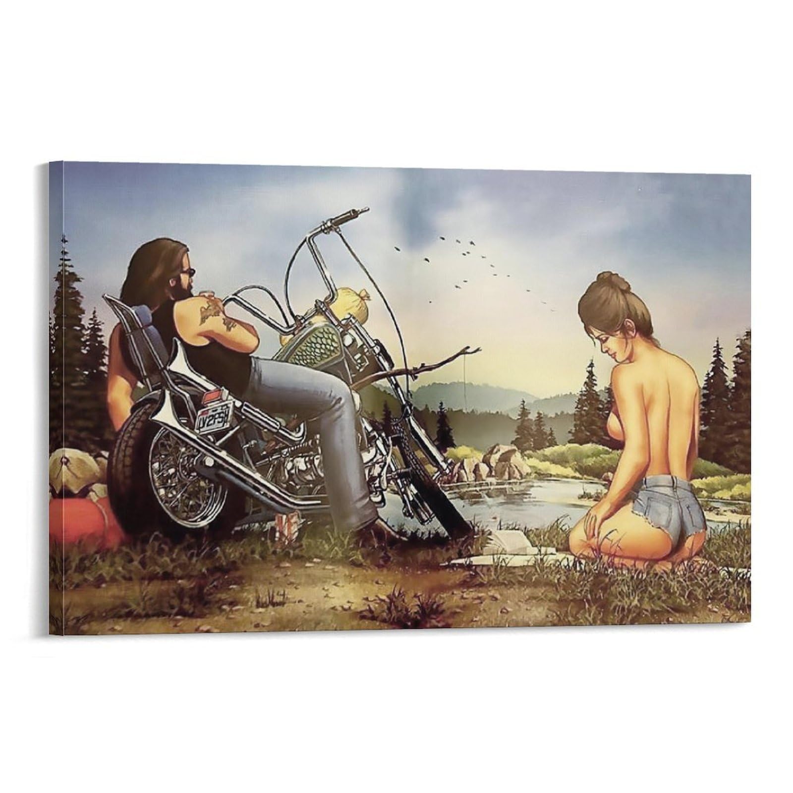 David Mannオリジナルポスター SLKJHAJ David Mann Poster Canvas Wall Art Motorcycle Rider Posters