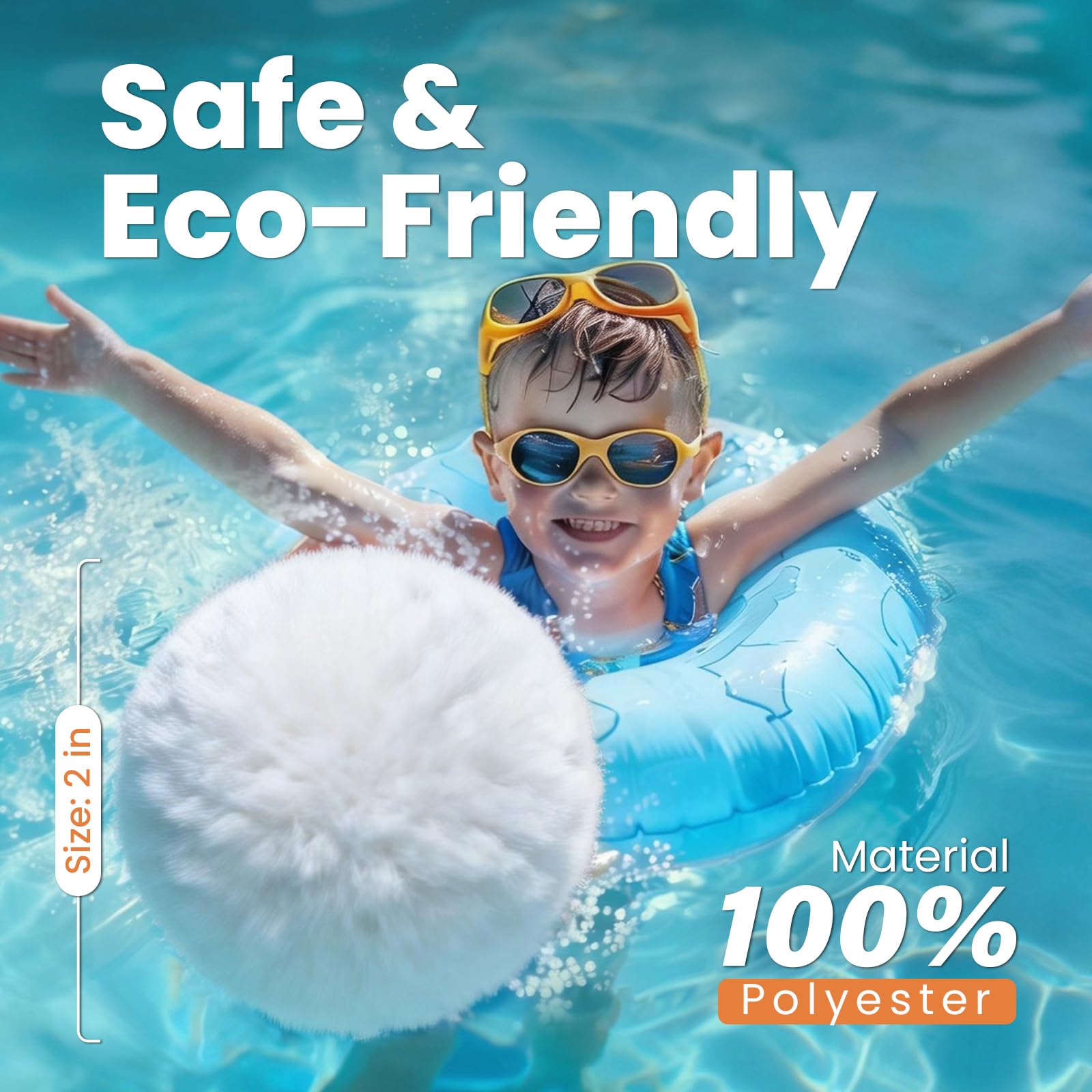 Balles filtrantes de piscine de 2,1 kg pour filtres à sable, balles filtrantes blanches réutilisables pour tous les systèmes de filtre à sable, balles filtrantes efficaces et légères