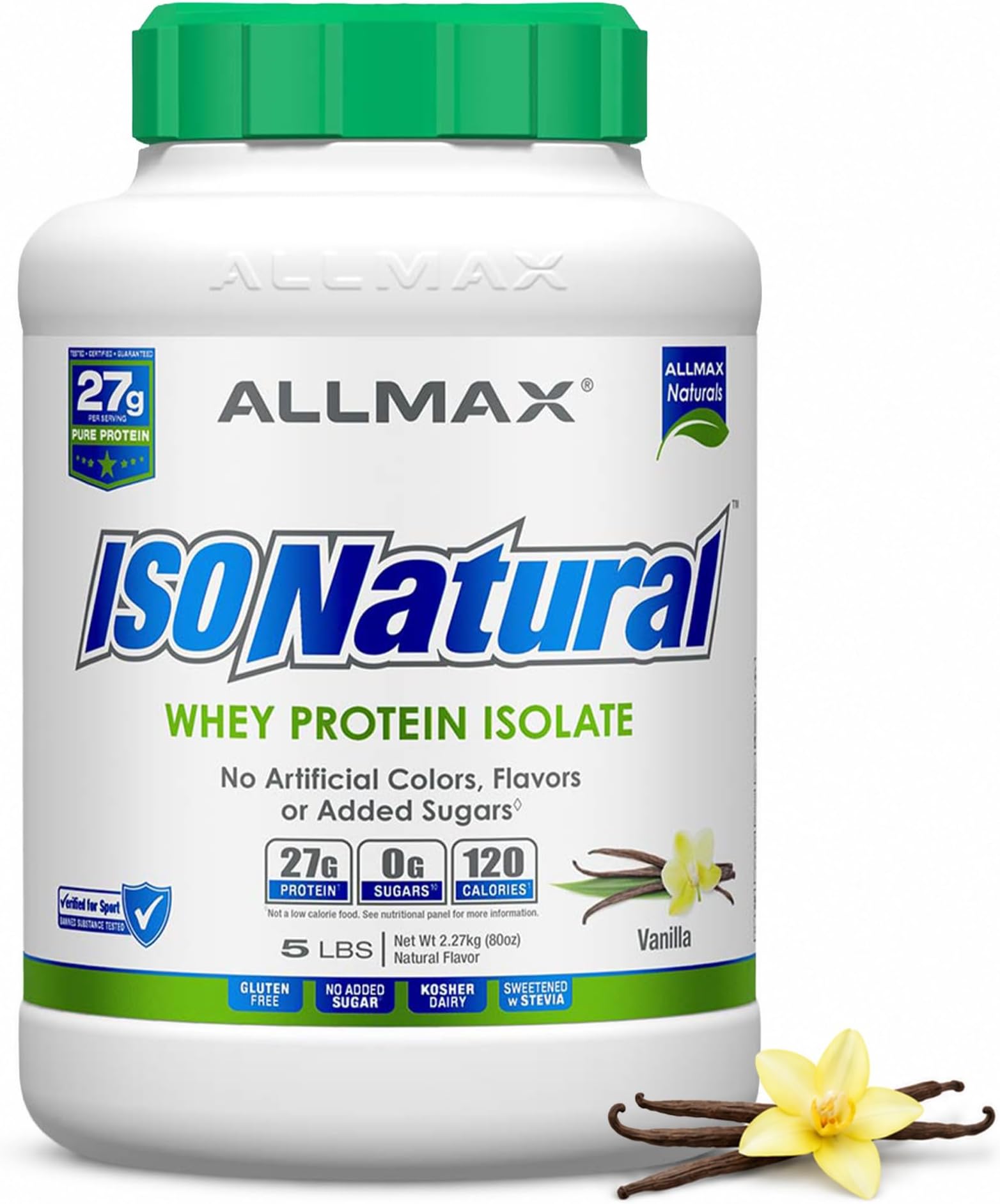 ALLMAX ISONATURAL Protein Isolate Powder, Vanilla, 5 lb, 73 Servings