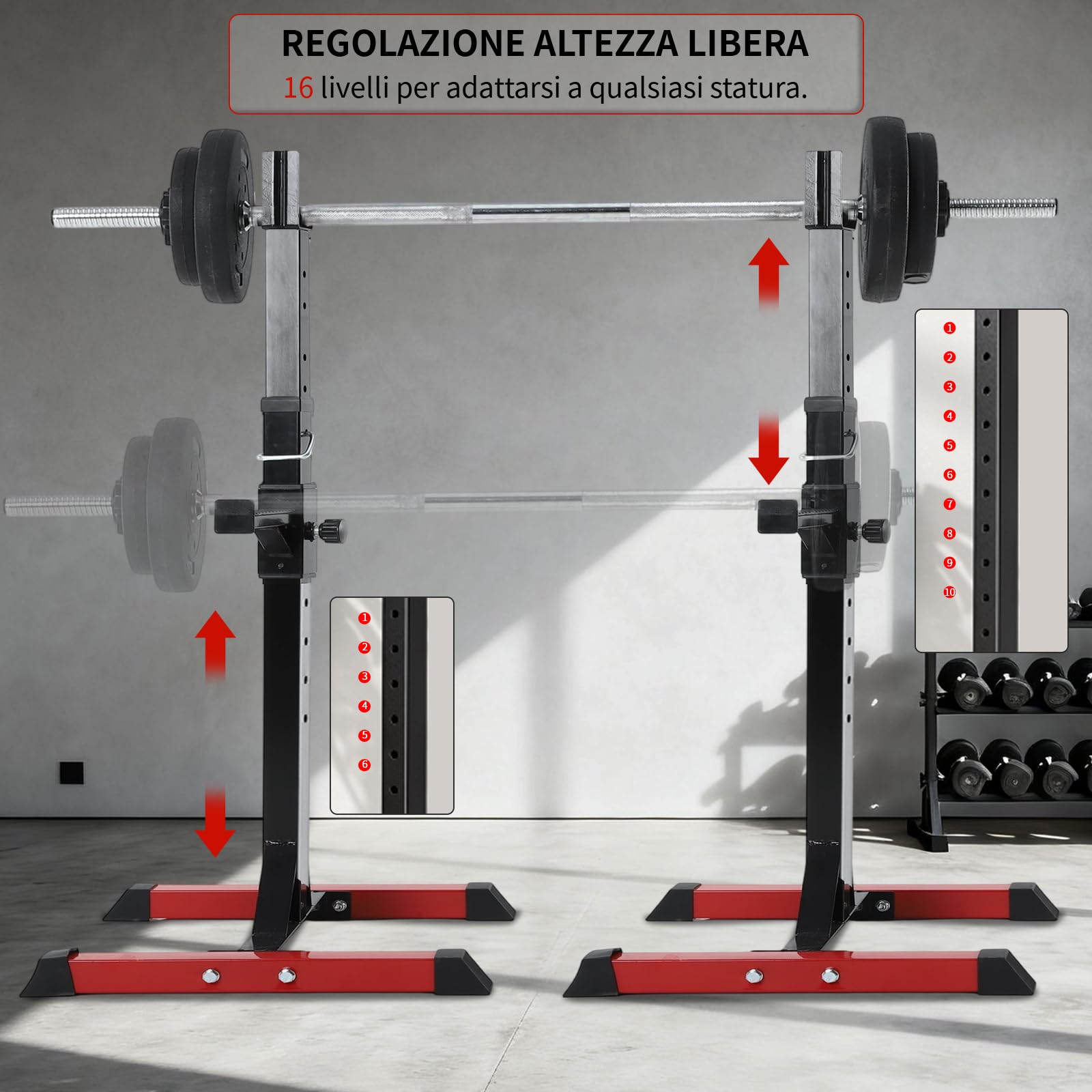ISE Supporto Bilanciere per Casa, Porta Bilanciere Rack Multifunzione Palestra Rastrelliera Squat Rack con Altezza Regolabile per Panca