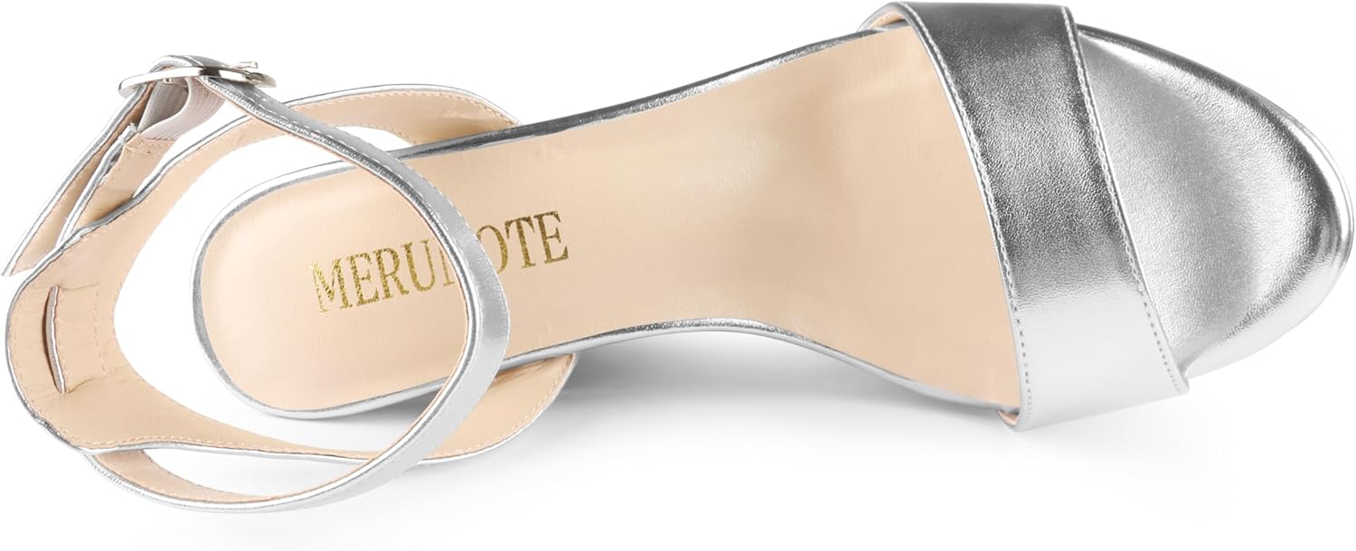 MERUMOTE Women's Fashion Platform Sandals Block Heels Wedding Summer Dress Shoes - Image 5