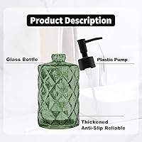 Vista 3 de Paquete de 2 dispensadores de jabón de vidrio verde de 12 onzas con bomba de plástico negro, botellas de jabón líquido recargables para manos, baño