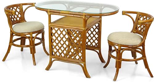 Dining Furniture Borneo Set of 2 Natural Rattan Chairs with