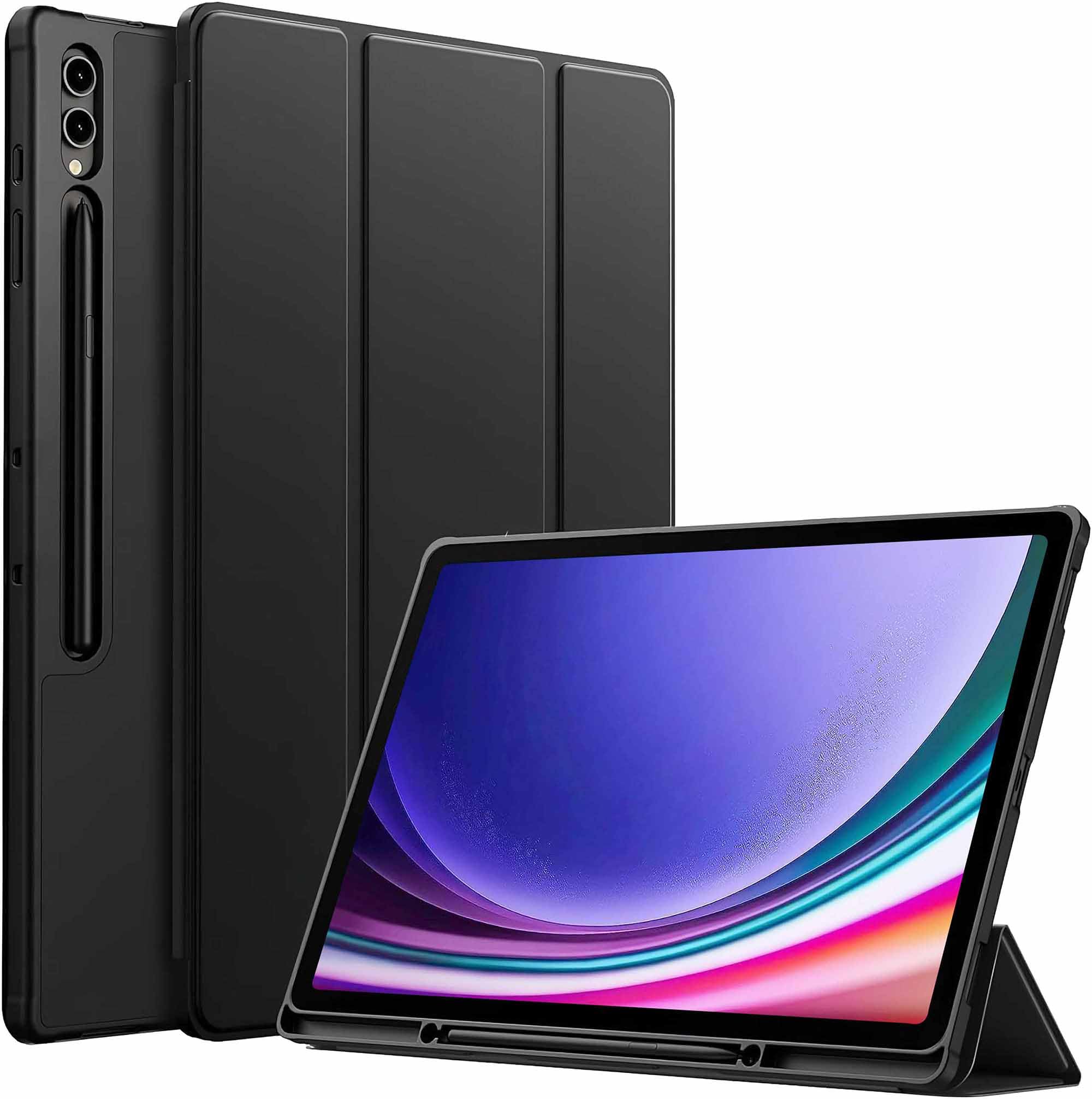 Amazon Basics Cover for Galaxy Tab S9 FE Plus/S9 Plus/S10+ 12.4" Cover, Soft Flexible Flip Case Cover with S Pen Holder for Samsung Galaxy Tab S9/S9 Plus/S10+ 12.4 inch- Black-image-13