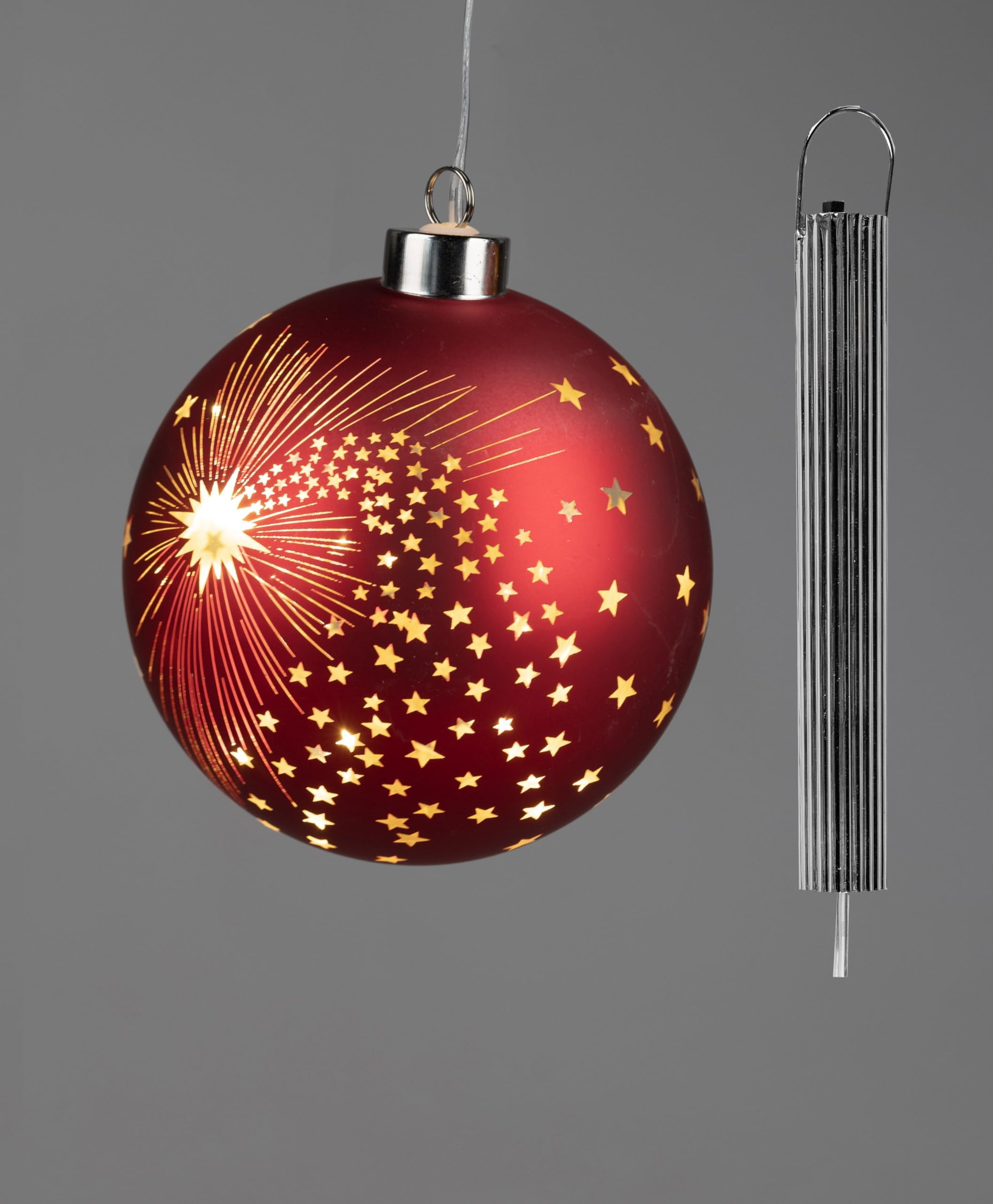 Formano Weihnachtskugel Deko Kugel Hängekugel LED Lampe Weihnachten 10 cm Spirit rot mit Licht Küche, Haushalt & Wohnen
