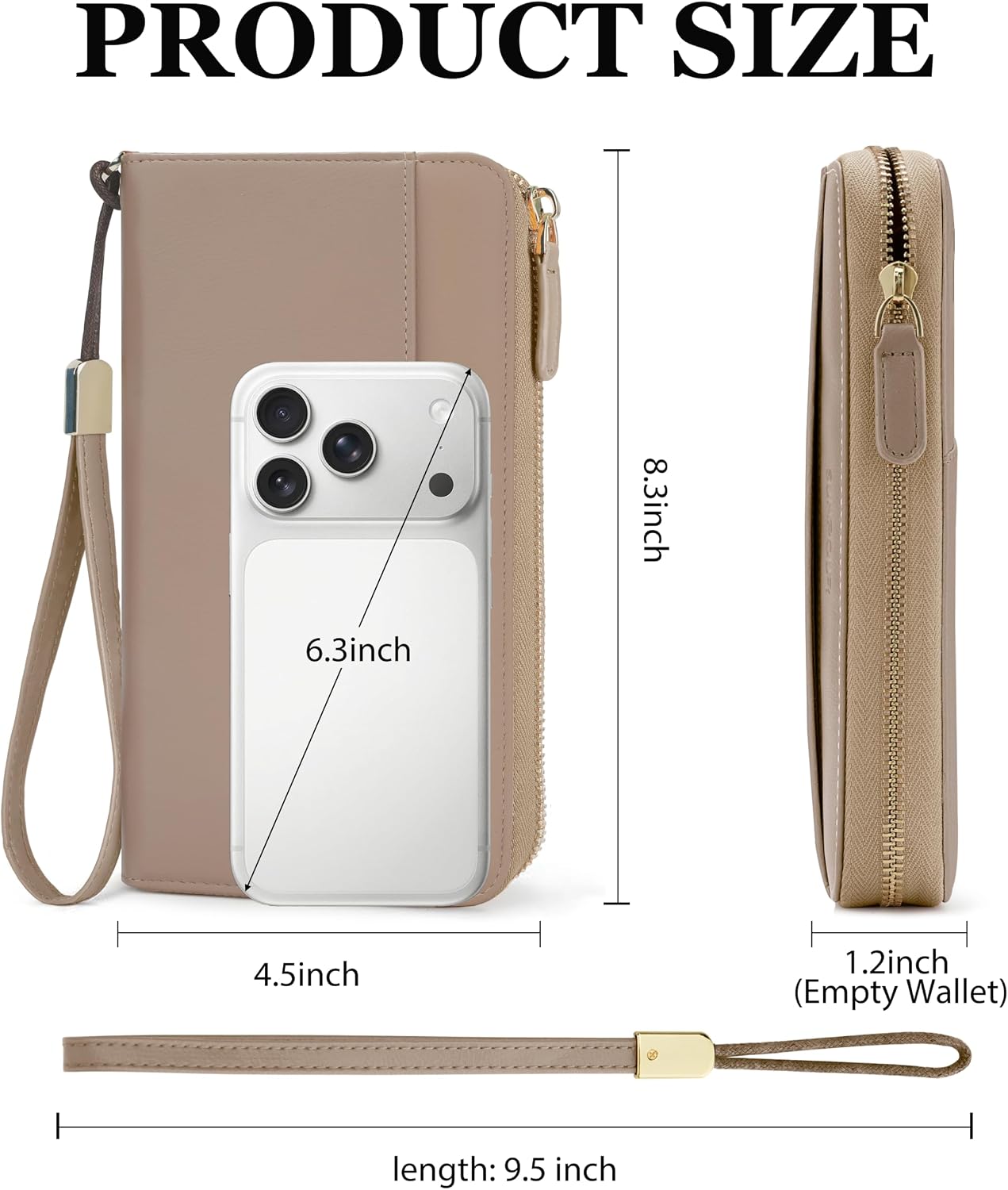 Zipper Wallet for Women,Large Passport Wallet with Wristlet Strap image 2