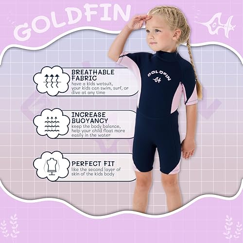 Miniatura 3 de Goldfin Traje de neopreno para niños y niñas, de 0.118 pulgadas, con cremallera trasera, para niños y jóvenes, para mantener el calor para agua