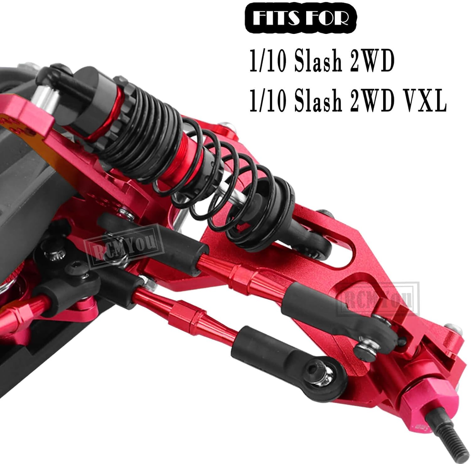 Upgrades for 1/10 Slash 2WD(VXL),RC Shocks,Suspension Arm,Caster Block,Steering Blocks,Stub Axle Carriers,Steering Bellcranks,Shock Tower,Camber Links,Drive Shaft,Hex Hub Adapters,Red