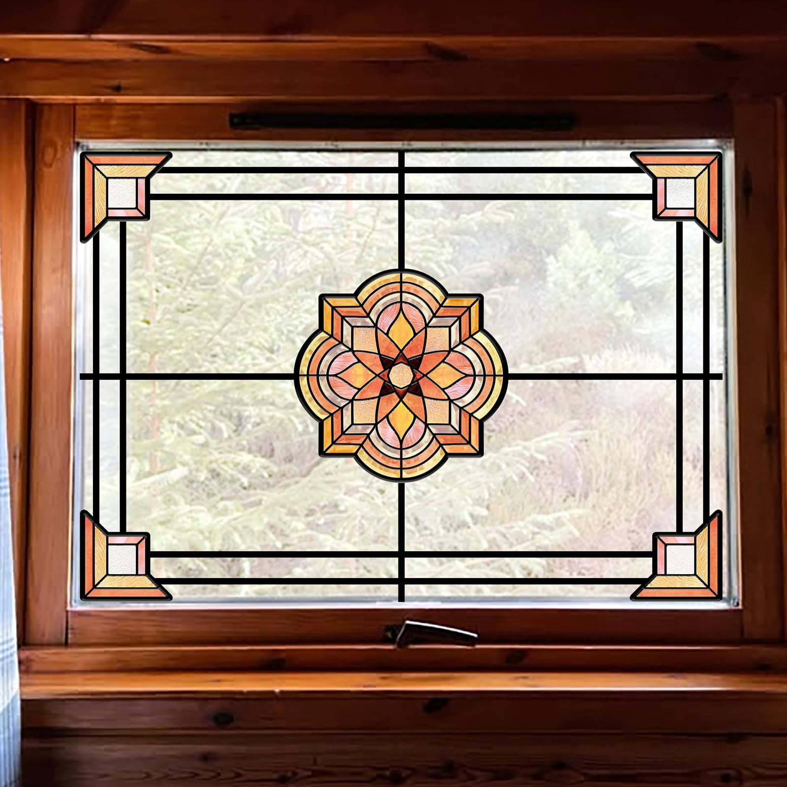 Window Stickers, ‌Stained Glass Window Privacy Film, UV Blocking Static Cling for Home Kitchen Office Bathroom, Spessart, 11.87" X 15.7"