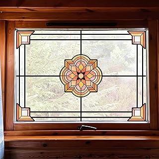 Window Stickers, Stained Glass Privacy Film, UV Blocking Static Cling for Home Kitchen Office Bathroom, Spessart, 11.87" X 15.7" Spessart