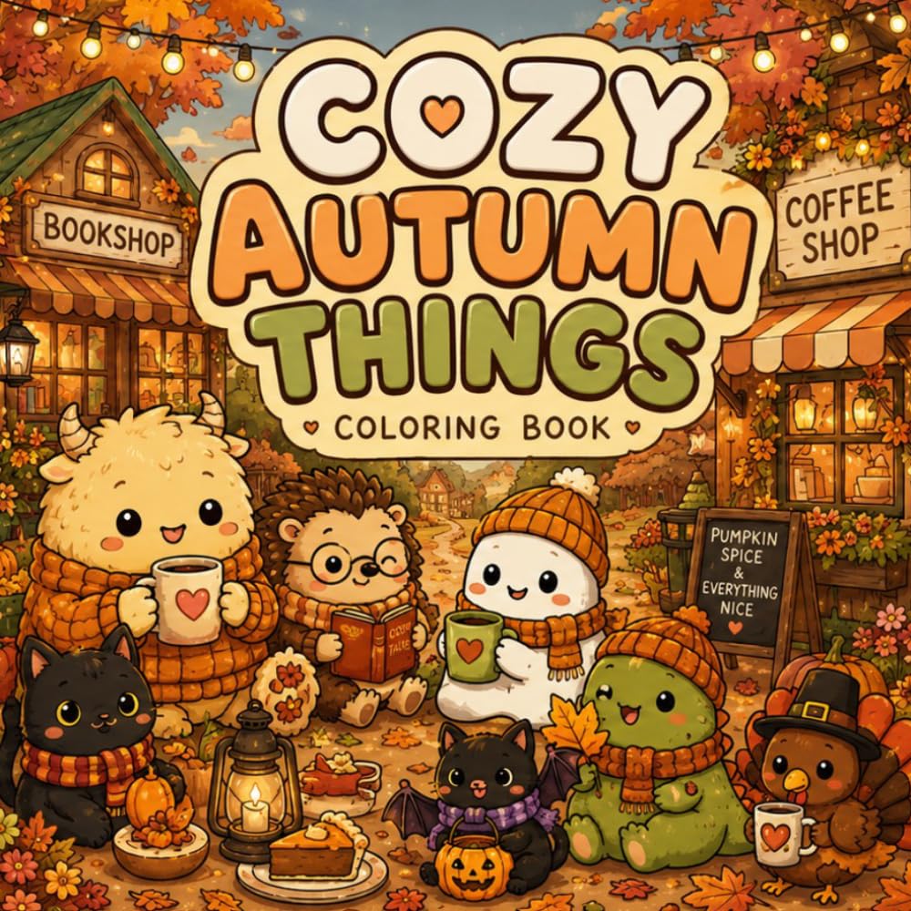 Cozy Autumn Things Coloring Book