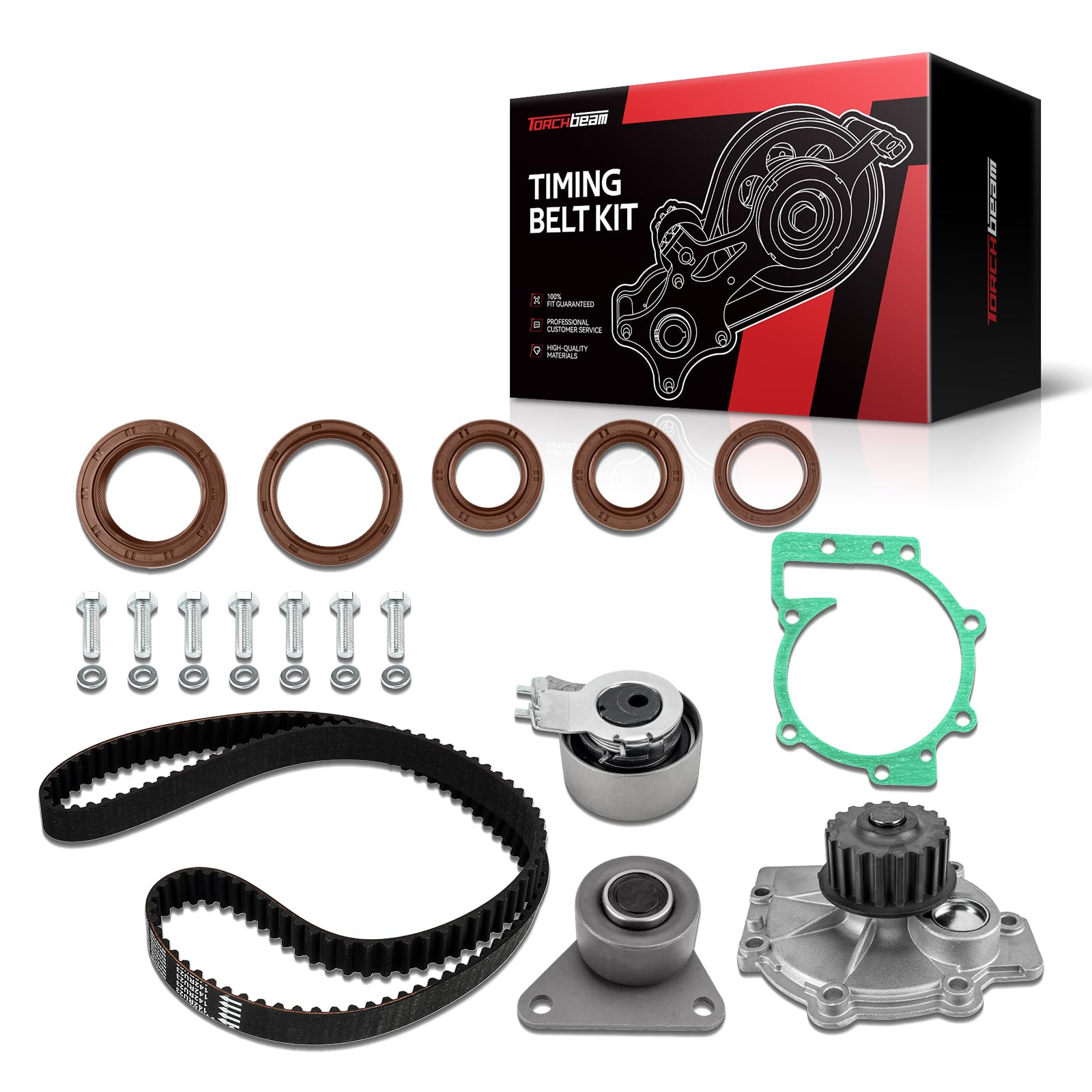 Torchbeam Timing Belt Kit with Water Pump, Compatible with Volvo S60, V70, XC70, XC90, S70, S40, S80, C70, V40, OE# 9440383, 3188688, 9458309, WPV800