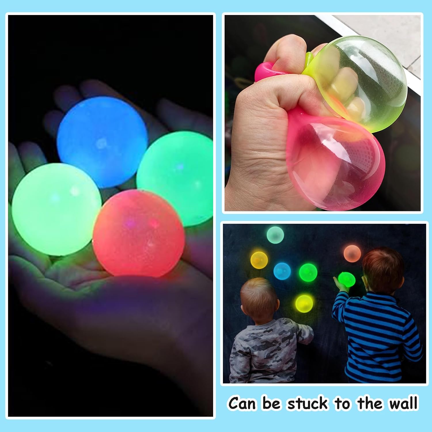 Glow in The Dark Sticky Balls-Luminous Stress Relieving Balls Fun Decompression Fidget Toy,Adult Stress Balls,Children's Autism Stress Relief Toys(4Pcs)