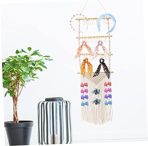 Miniatura 2 de Zerodeko Estante de almacenamiento de horquillas para niñas, lazos de madera con lazo para niñas, para colgar en la pared, maceta para colgar en la
