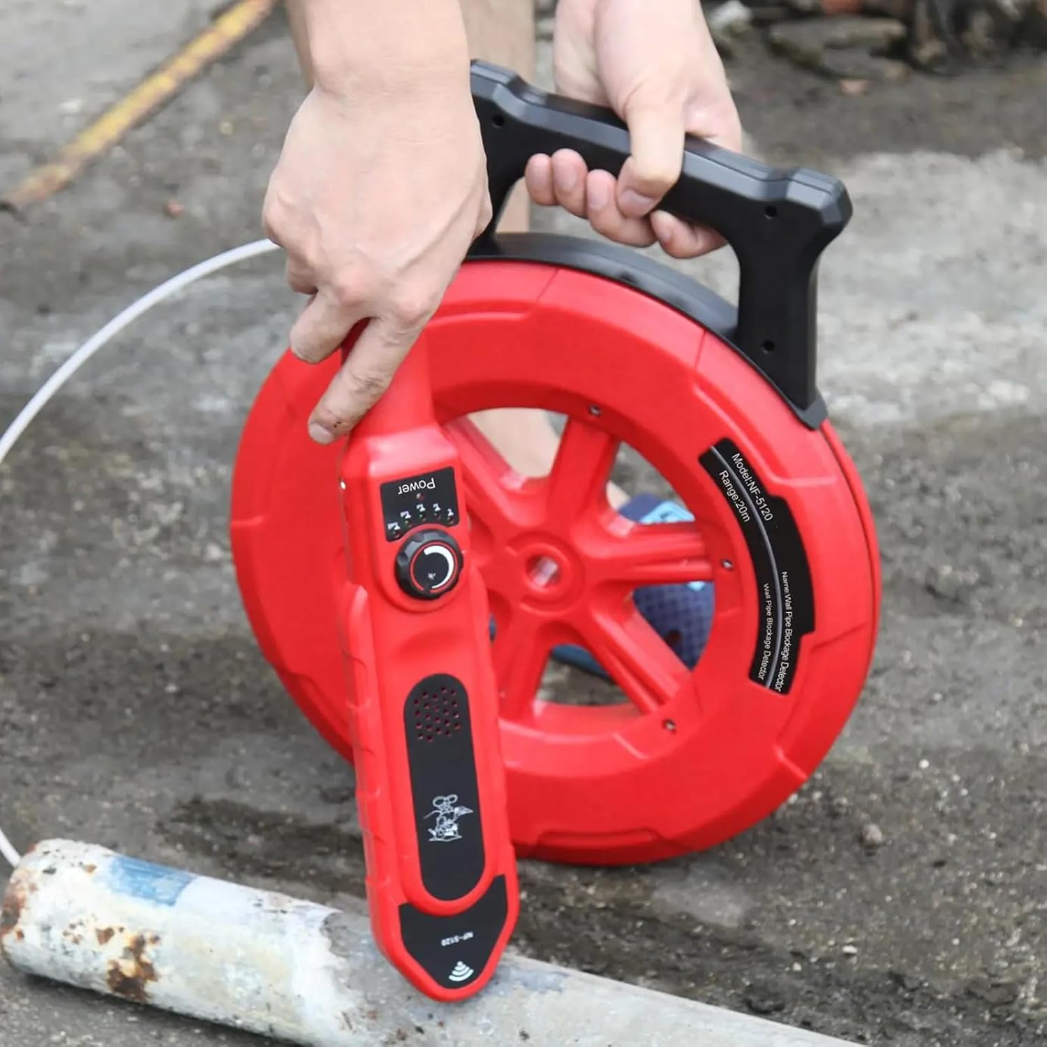 Pip Iron Pipe Blockage Detector Diagnostic-Tool Scanner Pipeline Blocking Clogging Plumbers Instrument for PVC Plastic Metal Water Pipes,30m