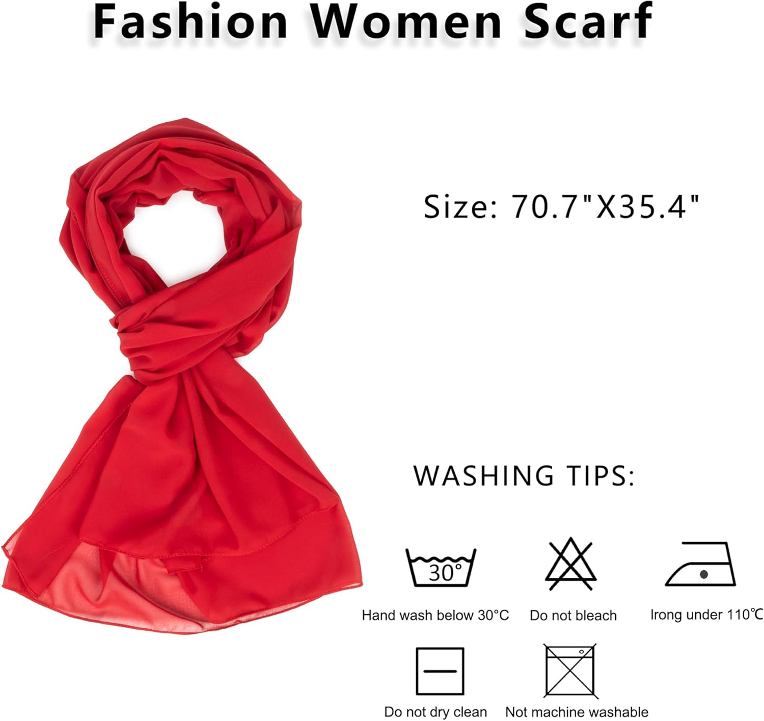 INOGIH Chiffon Scarf Sheer Wrap for Women Lightweight Soft Summer Silky Scarf for Wedding Evening Dresses Dating Travel - Image 2