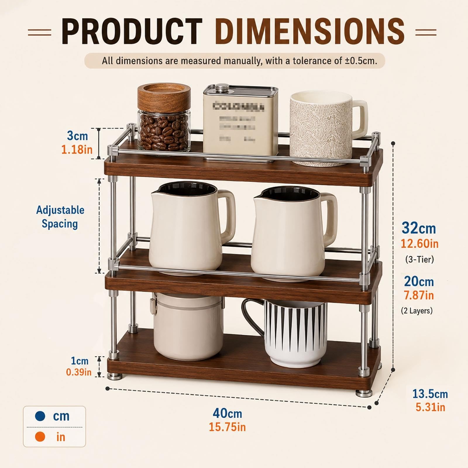 Porta Tazze in Legno, Supporto for Tazze da caffè for Cucina