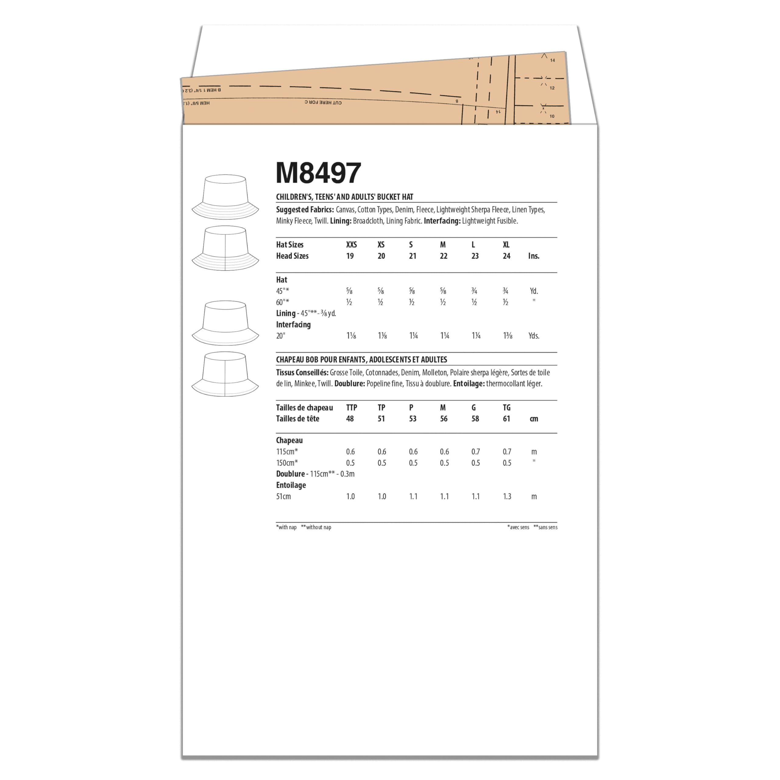 MCCALLS Sewing Pattern M8497A Children's, Teens' and Adults' Bucket Hat A, Multicoloured, 19"-24" (49cm-61cm) - Image 2