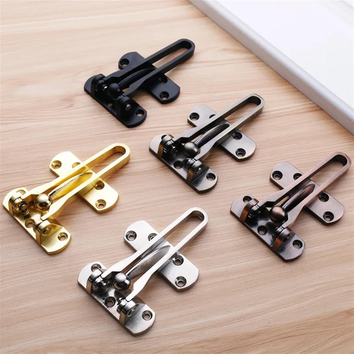 Door Buckle Bedroom Room Door Lock Chain Hotel Buckle Insurance Door Bolt 2Pcs(Red)