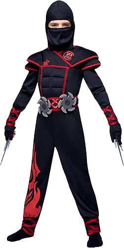 Miniatura 4 de Spooktacular Creations Disfraz de ninja para niños, conjunto de lujo de Ninja muscular, disfraz unisex de Kungfu de Halloween con accesorios