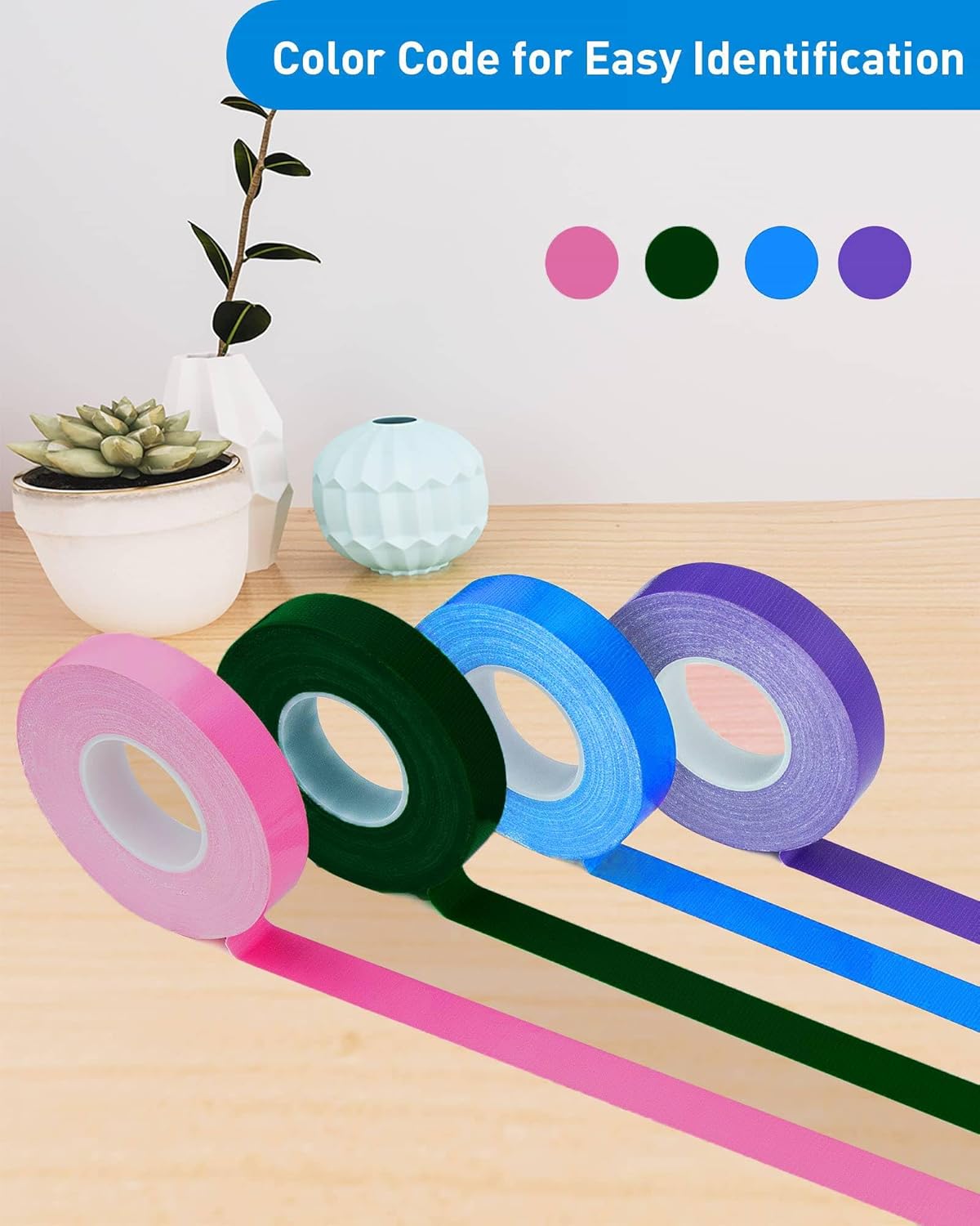 4 Rolls Colored Duct Tape, Multi Use Water Pipe Tape, Waterproof Duct Tape, Multifunctional Tape for Handicrafts and Art, Make Use of No Residue, Easy to Tear by Hand, Great for Packaging.