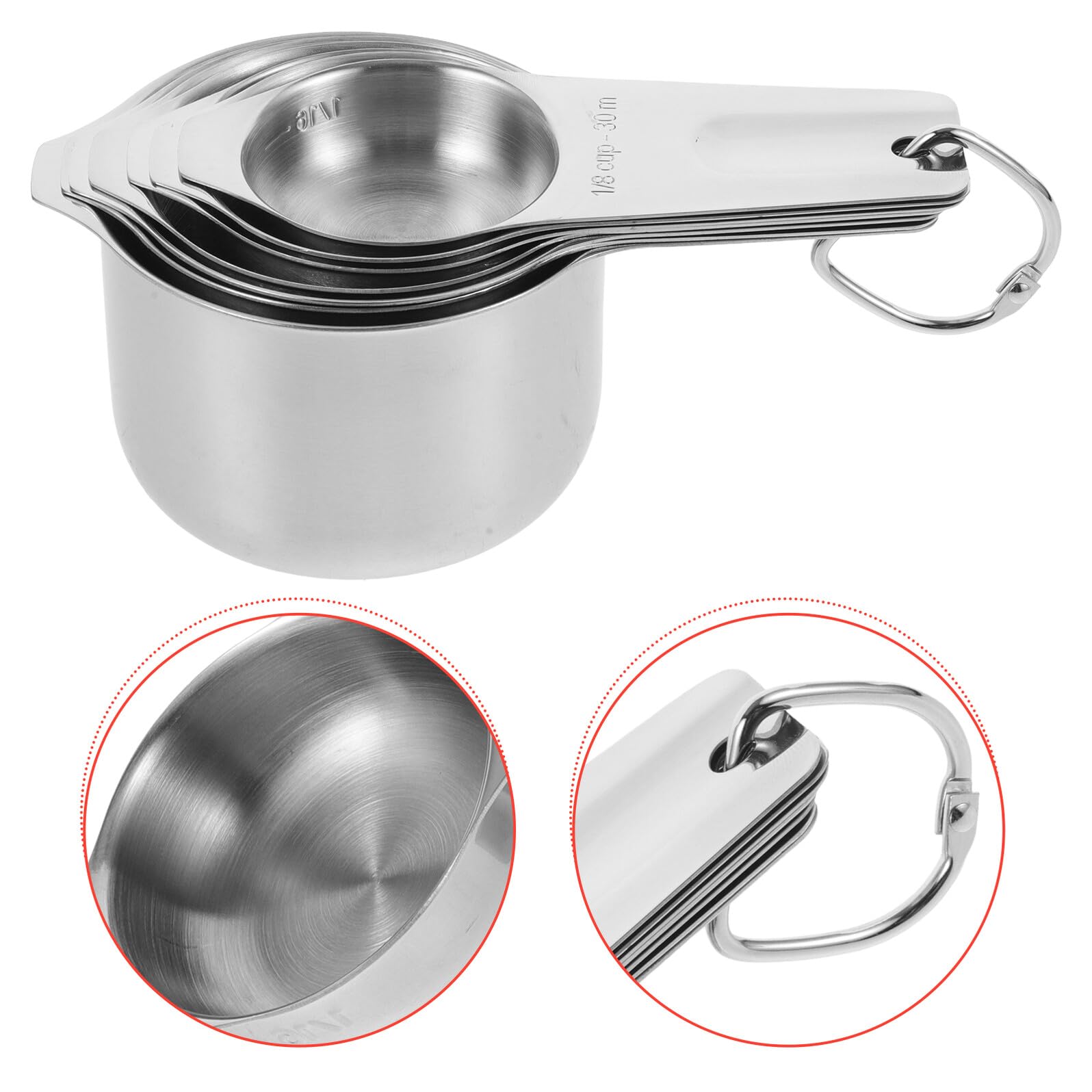 Toyvian Tasses à Mesurer en Acier Inoxydable Graduées 7 Pièces, Ensemble Empilable, Précision 0,8 Mm, Ustensiles Cuisine pour Pâtisserie, Usage Domestique, Set Pratique