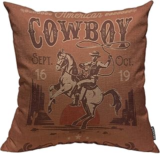 Mugod Cowboy Decoration Throw Pillow Cushion Covers Rodeo Poster with a ...