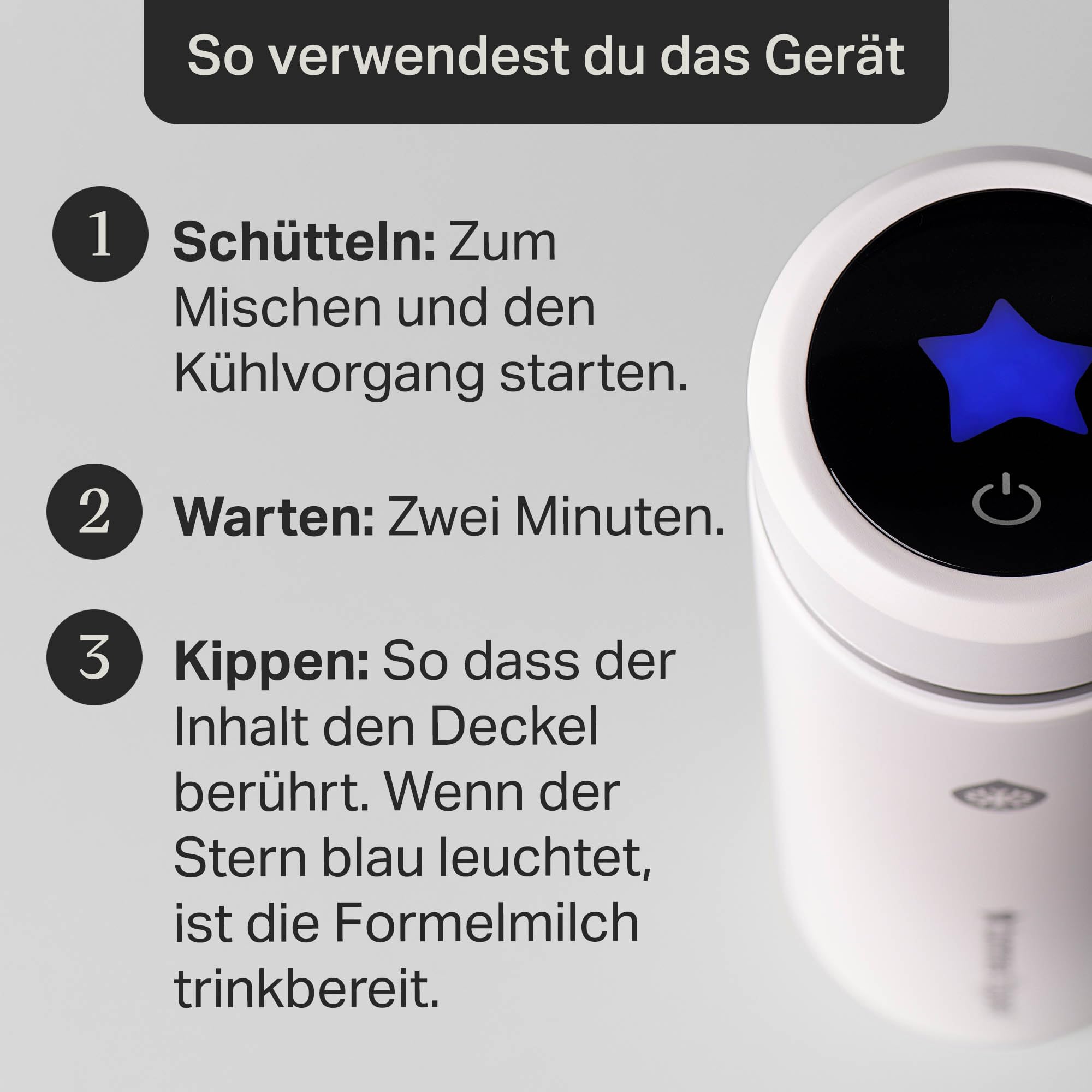 Tommee Tippee PrepGo Zubereiter-Set, Kühlt Babymilch zur guten Temperatur in nur 2 Minuten, Transportierbare Thermosflaschen, Temperaturdisplay
