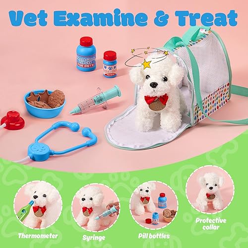 Miniatura 3 de Juego de cuidado de mascotas, kit médico para niños y niños pequeños, kit veterinario de veterinario juego de simulación y disfraz de médico para