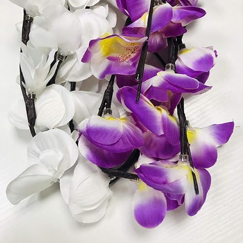Miniatura 9 de Phalaenopsis - Paquete de 2 lámparas LED de rama de orquídea, ramo de orquídeas artificiales de mariposa, funciona con pilas para decoración del