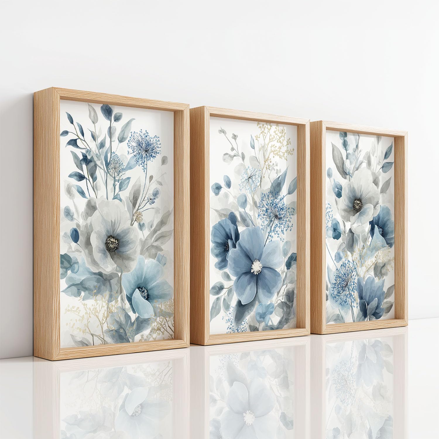 3 piezas de arte de pared floral suave para sala de estar o dormitorio, acuarela botánica, suave, acogedor, lienzo, cuadros para cocina, pasillo, escaleras, decoración, sin marco, 50 x 70 cm