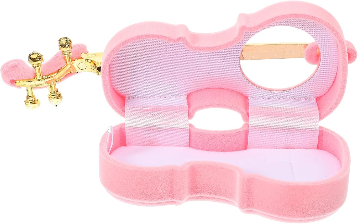 Violin Shaped Jewelry Box Portable Trinket Organizer Soft Plush Jewelry Storage Case for Rings Necklaces Gift for Music Lovers