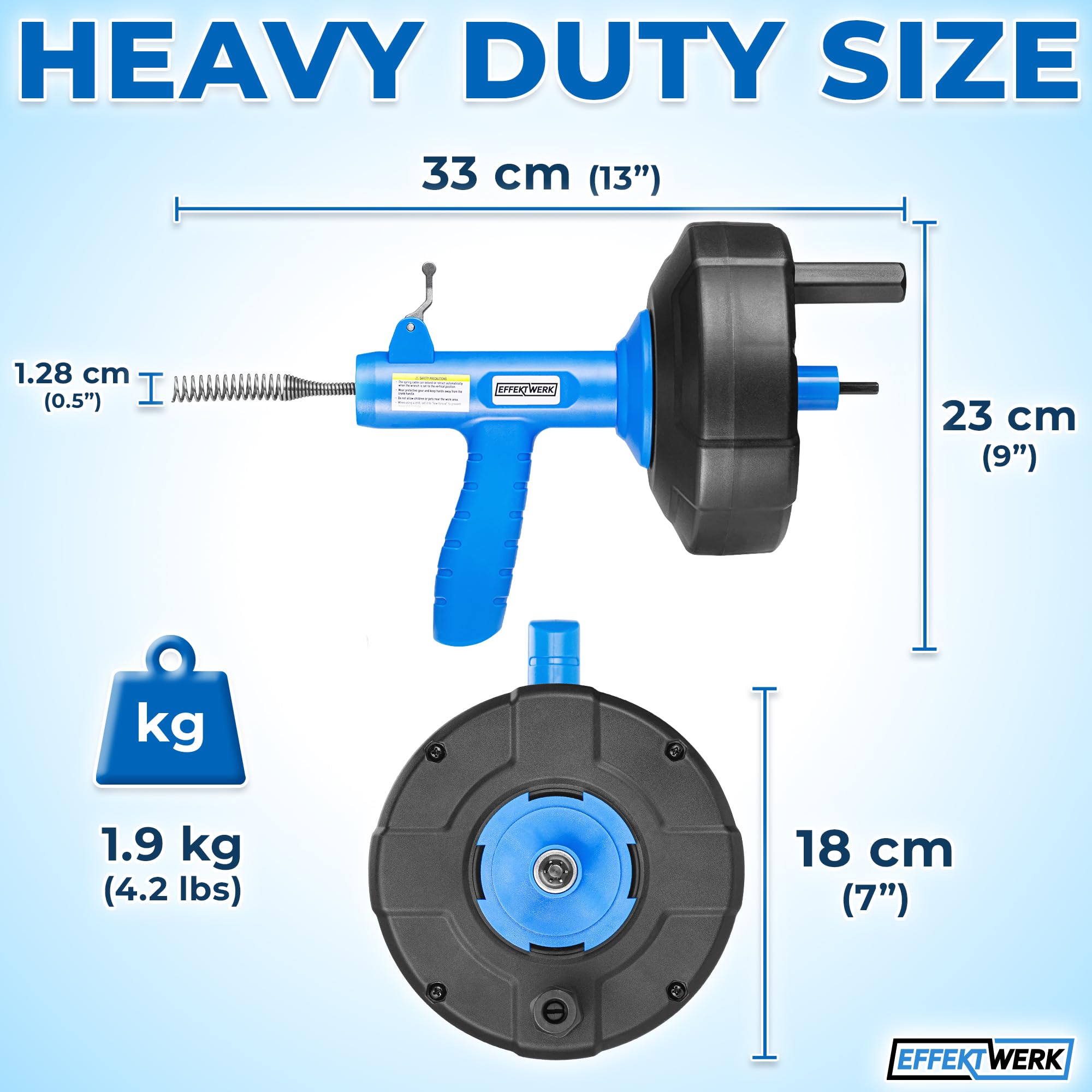 Drain Auger Drill Attachment with 7.6 m Plumbing Snake, Gloves, and Storage Bag - Pipe Clog Remover for Bathtub, Bathroom/Kitchen Sink and Shower Drains