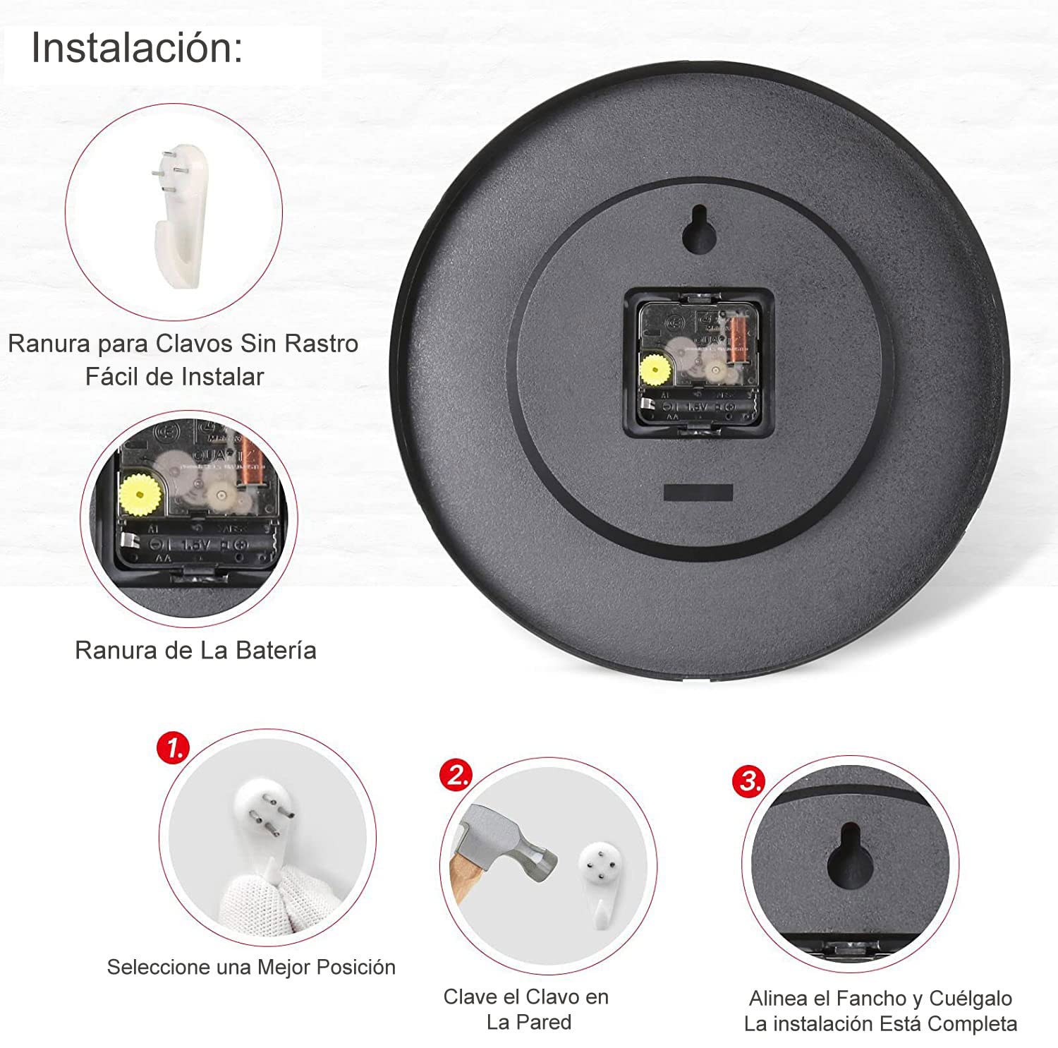 30cm Reloj de Pared Educativo para enseñar el Tiempo para niños, Silencioso, Funciona con Pilas, Aprender a Contar, Reloj de Pared de Cristal Vidrio Decorativo Colorido