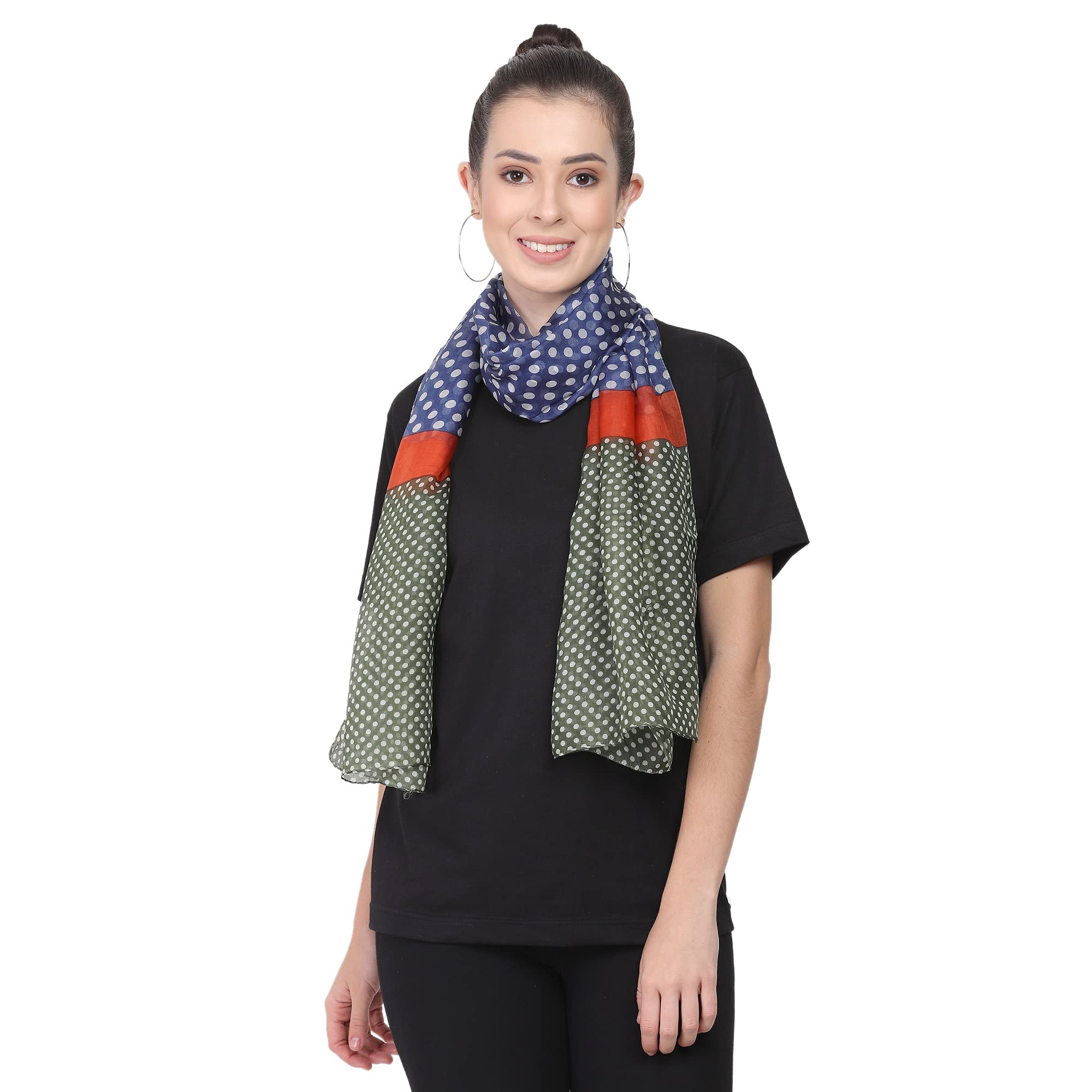 Cashmere Craft Pure Silk Multicolor Printed Scarf Stole 3SILPOBLU20