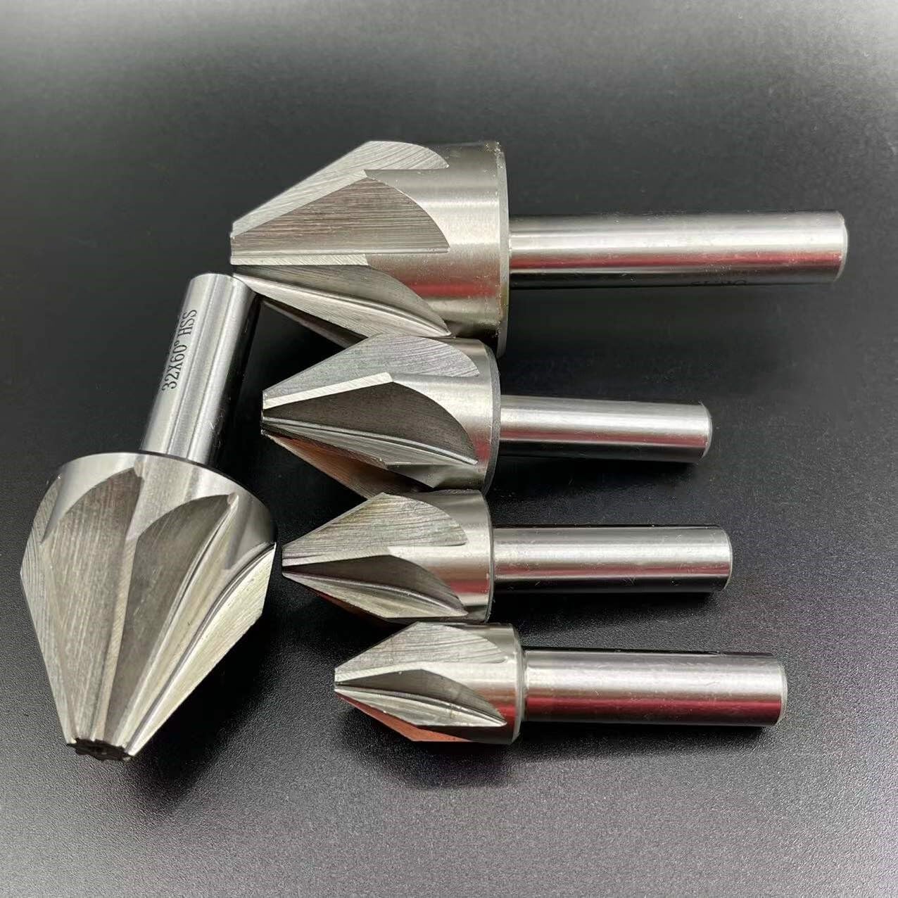 1 fraise à chanfreiner en carbure à 60 degrés, diamètre de coupe de 6 à 35 mm, fraise à chanfreiner HSS à cannelure 6/8, outil d'ébavurage, routeur CNC V Bit(35mm 60 degrees)
