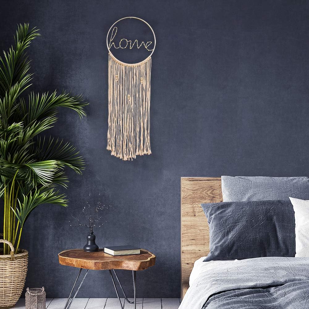 23 Bees, LED Light Up Macrame Wall Hanging Dream Catchers, Boho Decor Modern Art, Bohemian Woven Tapestry Decorations for Bedroom, Large Hangings for Living Room (LED Home 1pk)