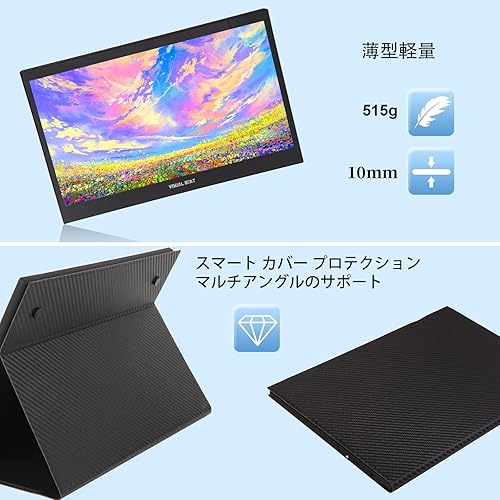 Miniatura 10 de Monitor portátil USB tipo C de 13.3 pulgadas, pantalla táctil 1080P FHD, IPS, 100% DCI-P3, pantalla externa táctil de 10 puntos con cubierta