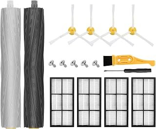 Replacement Parts for iRobot Roomba 800 900 Series 805 860 861 864 866 870 871 880 890 891 960 961 964 980 981 985, 17 PCS Replenishment Kit: 2 Rollers, 4 Filters, 4 Side Brushs, 5 Screws and 2 Tools