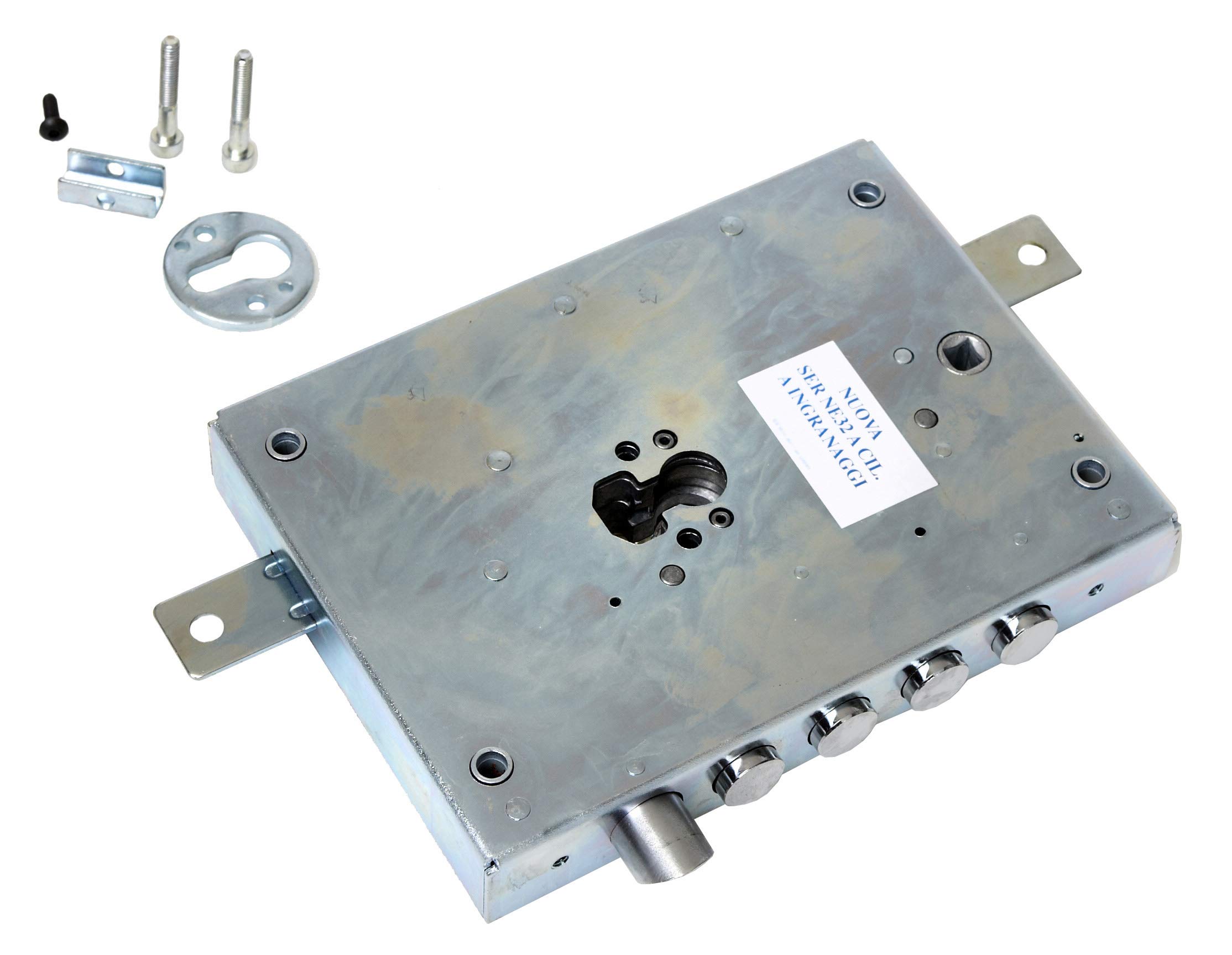 Serrure DIERRE Art.NE42 7DX en métal argenté de 3 kg pour porte lourde et fermeture extérieure