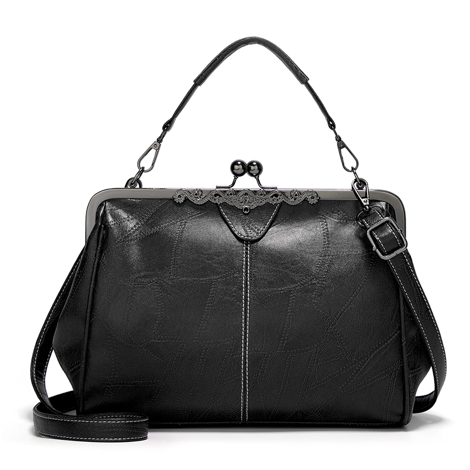 FANDARE Borsa Donna Tracolla Borsa A Mano Borsa Spalla Messenger Eleganti Grande Shopping Viaggio Partito Work Pochette da Cerimonia Impermeabile Pelle PU Retrò Black