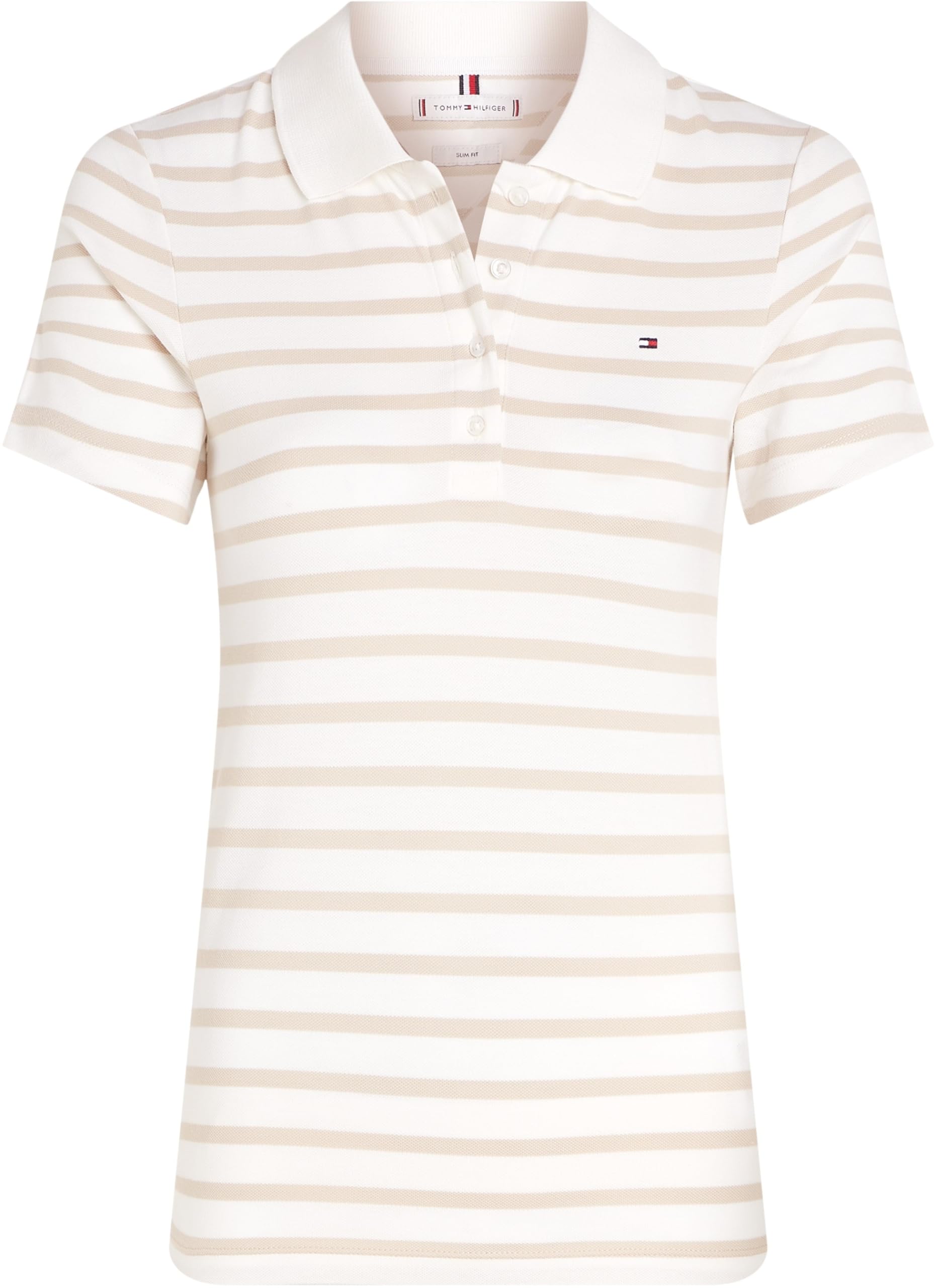 Tommy Hilfiger Donna Maglietta Polo Maniche Corte Stripe Slim Fit