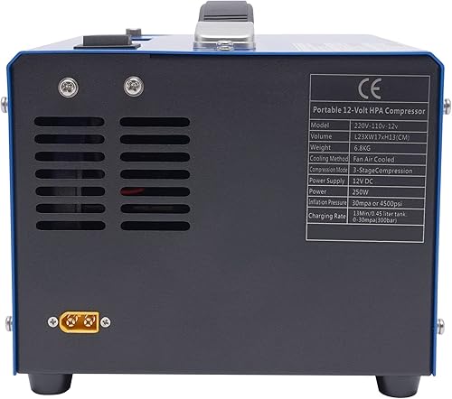 Miniatura 3 de EEYBLAEEY PCP Air Compressor, Portable 4500Psi30Mpa, WaterOil-Free, PCP RiflePistol and Tank Air Pump, Powered by 12V Car DC 110V AC with Power